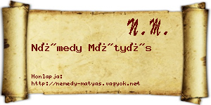 Némedy Mátyás névjegykártya