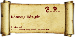 Némedy Mátyás névjegykártya
